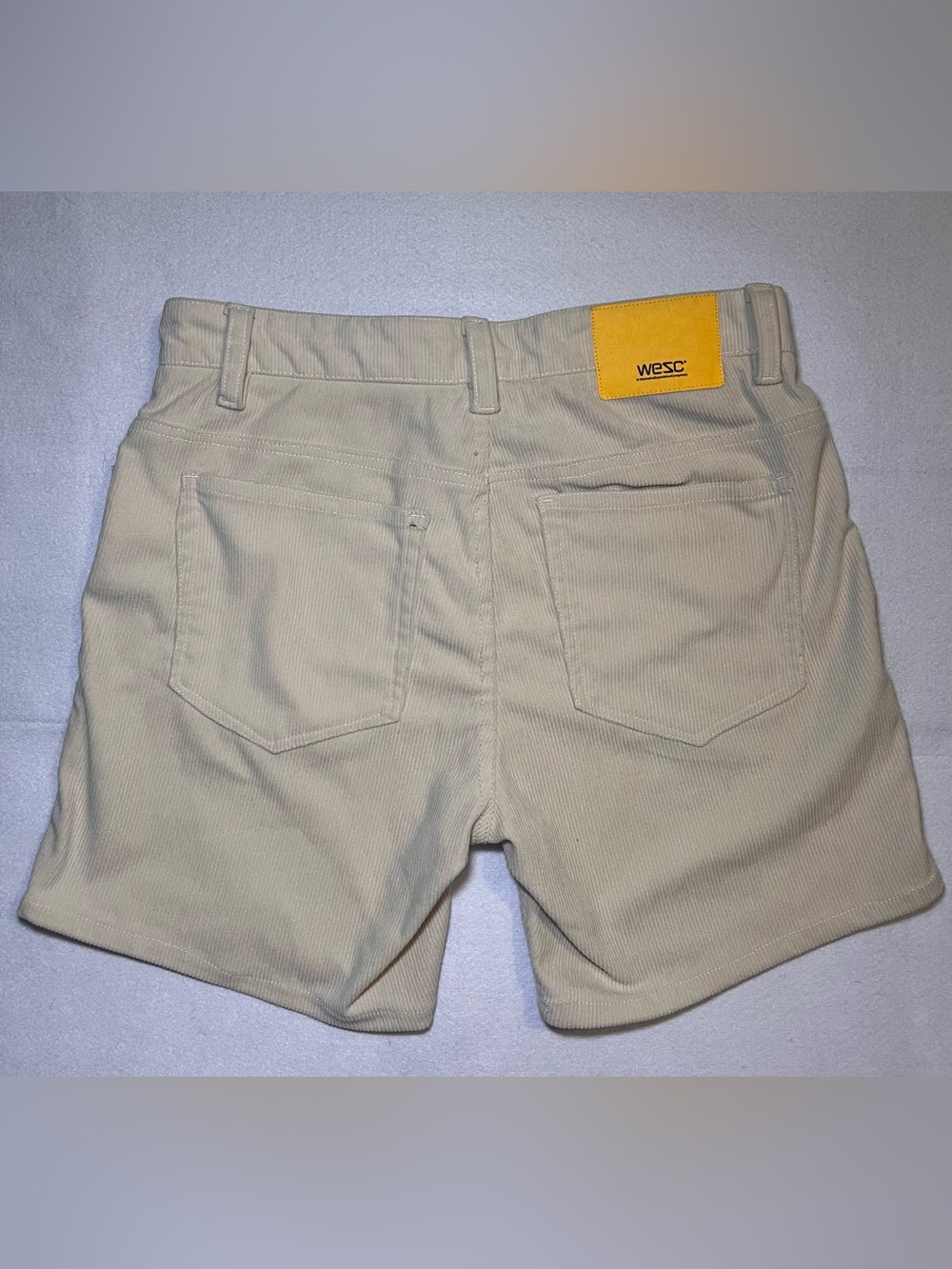 WeSC Stockholm Men’s Corduroy Utility Op Pocket Shorts, Cream/Biege,Size 30 - Picture 11 of 12